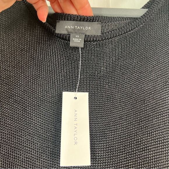 Ann Taylor Black Knit Ribbed Blouse XS - Picture 11 of 13